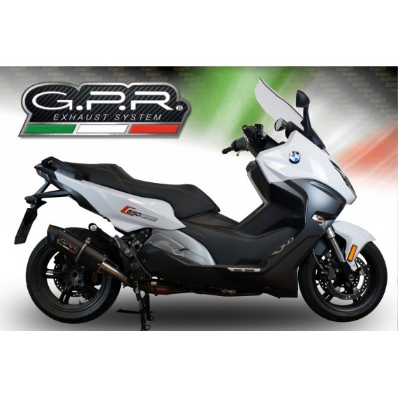 GPR SCARICO DI SCARICO OMOLOGATO CON RACCORDO BMW.84.FUNE BMW C 650 SPORT 2016/18 FURORE NERO