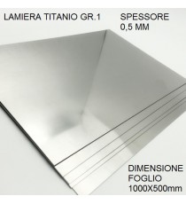 LAMIERA TITANIO GR.1 FOGLIO 1000mm X 500mm SPESSORE 0,5 mm