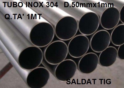 TUBO ACCIAIO INOX 304 DIAM 50mm X 1mm BARRA DA UN METRO LINEARE - MCP Store